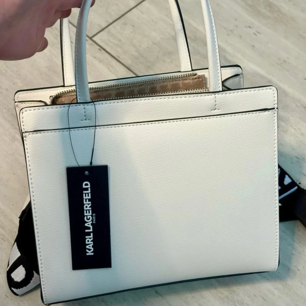 Karl Lagerfeld White Satchel with Black Strap - Picture 3 of 4